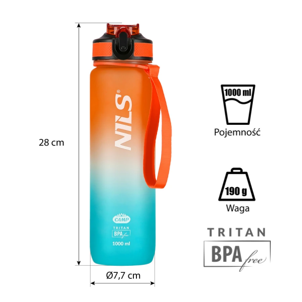 NCD68 Abisal ORANGE-BLUE TRITAN BOTTLE NILS CAMP NCD68 Abisal ORANGE-BLUE TRITAN BOTTLE NILS CAMP