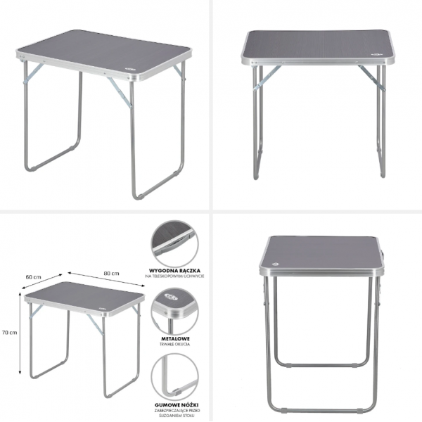 NC3020 Abisal GRAPHITE CAMPING TABLE 80X60X70 cm NILS