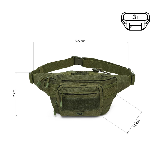 Borsetă NC3906 Abisal HIP BAG 2 L (verde) – brand ABISAL, capacitate 2 l, culoare verde, buzunar cu fermoar, curea reglabilă, material hidrofug.