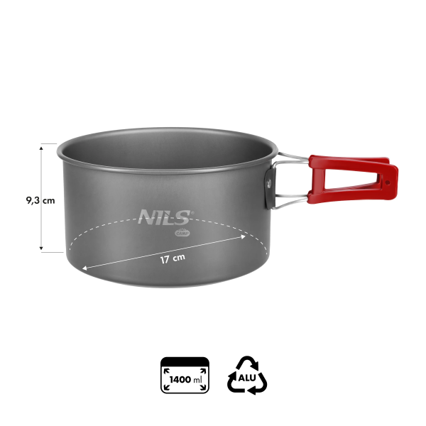 Туристический котелок NILS CAMP NC17119 объёмом 1,4 литра Туристический котелок NILS CAMP NC17119 объёмом 1,4 литра