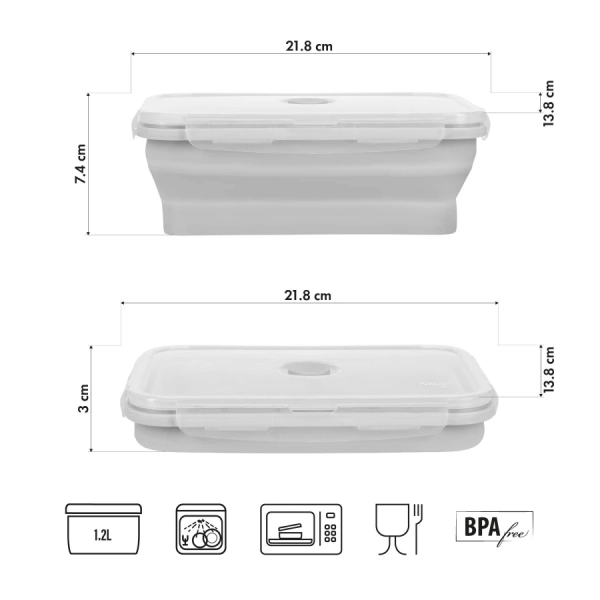 Cutie pliabilă pentru mâncare NC4105 FOLDING CONTAINER/LUNCH BOX GREY 1200ML NILS CAMP Cutie pliabilă pentru mâncare NC4105 FOLDING CONTAINER/LUNCH BOX GREY 1200ML NILS CAMP