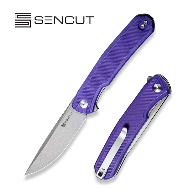 Флиппер-нож, SENCUT, Scitus S21042-2, сталь D2 88.2мм, рукоять G10 фиолетовая, лайнер-лок