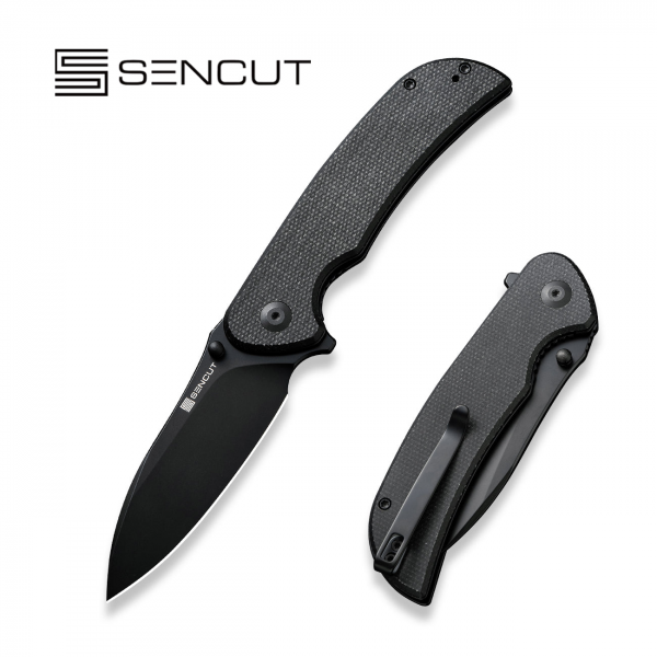 Cuțit pliabil, SENCUT, Borzam S23077-3, lamă 9Cr18MoV 3.46 inch, mâner Canvas Micarta, Liner Lock