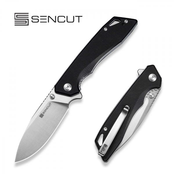 Cuțit pliabil, SENCUT, Stratex S25055-1, lamă 9Cr18MoV 80.6mm, mâner G10 negru, liner lock