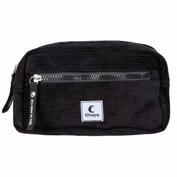Сумка на пояс, Chaya, 810697, черный вельвет, 22x12x7см, RFID-защита, объем 1,8л
