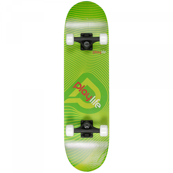 Skateboard, Playlife, Illusion Green 880285, 31"/8", roți 92A, rulmenți ABEC 5, placă mesteacăn rusesc