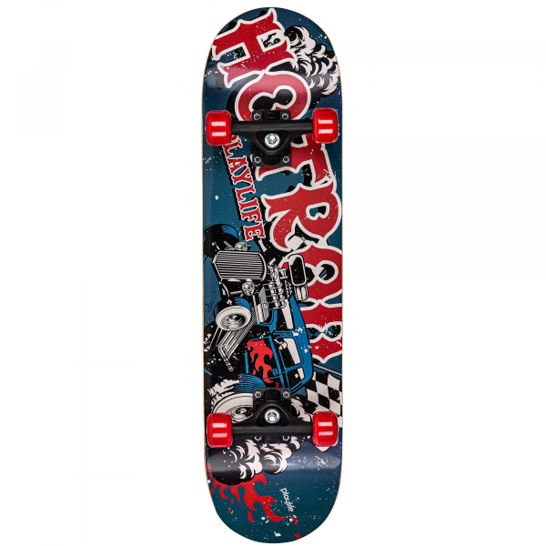 Cкейтборд, Playlife, Hotrod 880325, 31"/8", колёса 92A, синяя, русский берёза