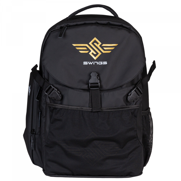 Rucsac sport, Swings, 910935, 27L, poliester și plasă, negru/auriu, compartiment role, ventilație Rucsac sport, Swings, 910935, 27L, poliester și plasă, negru/auriu, compartiment role, ventilație