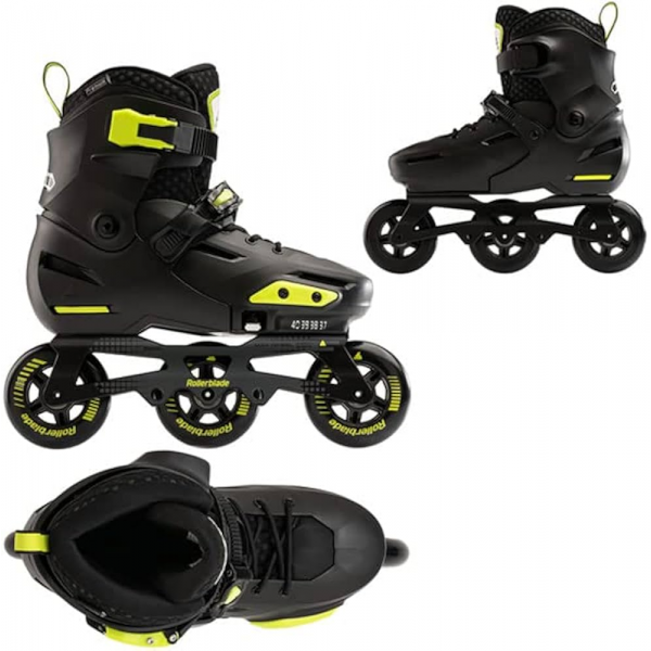 Role Rollerblade 072214001A1 APEX 3WD NERO/LIME Dimensiune 29-32 - roti 3x110mm, duritate 85A, rulmenti SG7, cadru aluminiu, viteza mare