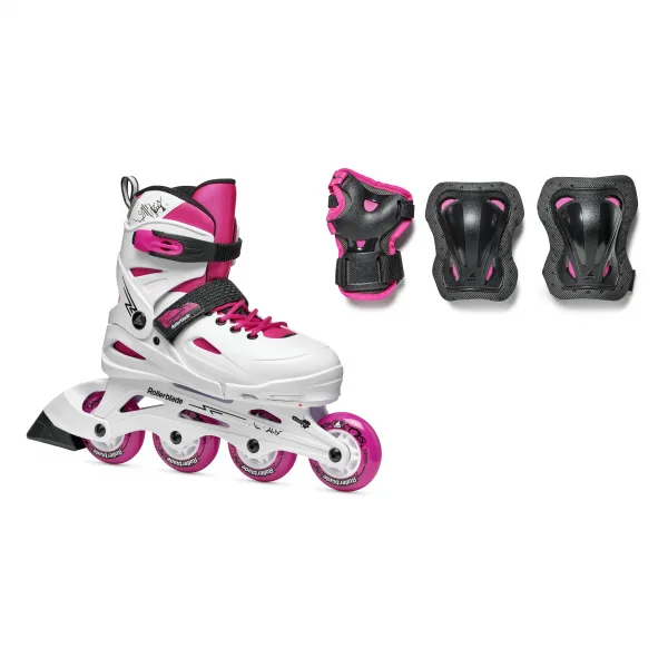Role Rollerblade 07373600T1C FURY COMBO BIANCO\ROSSO Dimensiune 36,5-40,5 – copii, roti 4x72mm, duritate 80A, rulmenti SG3, protectie inclusa