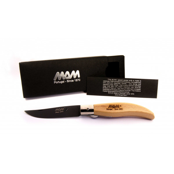 Нож 2018 MAM IBERICA’S POCKET KNIFE WITH BLACK TITANIUM,LIGHT WOOD HANDLE