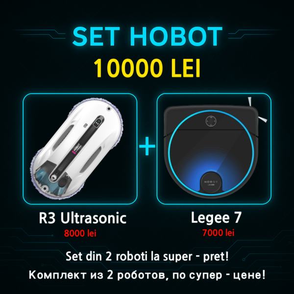 Комплект робот для окон HOBOT R3 Ultrasonic + робот мойщик для пола Legee 7
