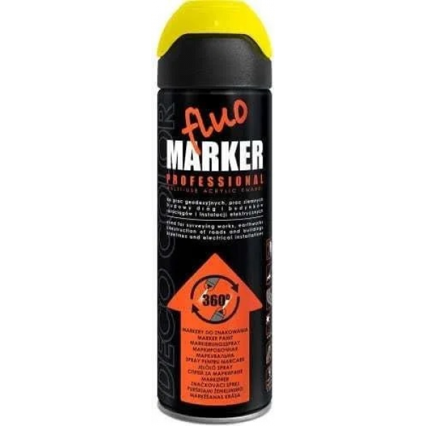 Спрей краска FluoMarker желтый 500ml DecoColor