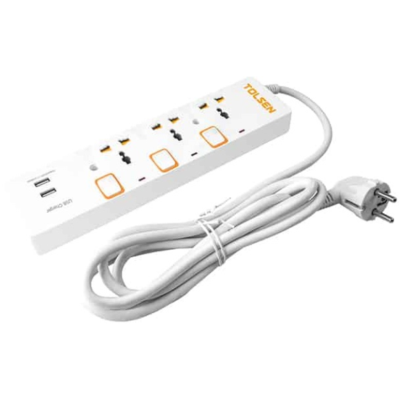 Удлинитель электрический 3P+USB 250V 3м Tolsen Удлинитель электрический 3P+USB 250V 3м Tolsen