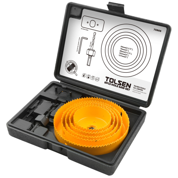 Set 8 carote pentru lemn 64-127mm Tolsen Set 8 carote pentru lemn 64-127mm Tolsen