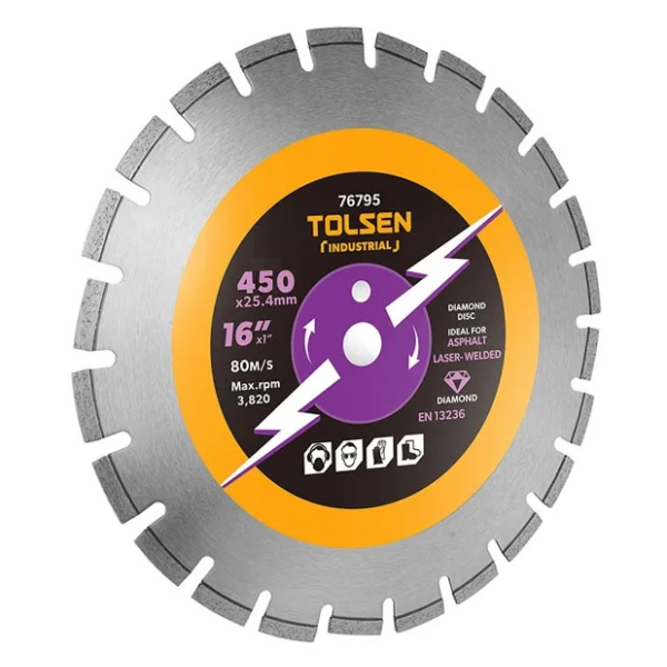 Disc diamantat p/u asfalt 450x25.4mm Segment Tolsen