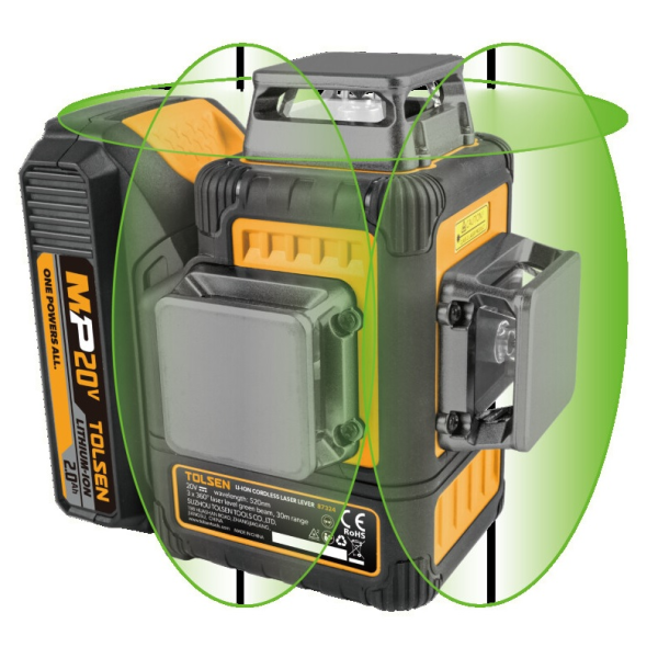 Nivela laser 3D 30m verde 20V Li-Ion MP20V 1x2.0Ah Tolsen