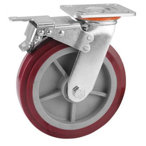 Roata pentru carucior rotativa cu frana 150mm 300kg PP+PU Tolsen Roata pentru carucior rotativa cu frana 150mm 300kg PP+PU Tolsen