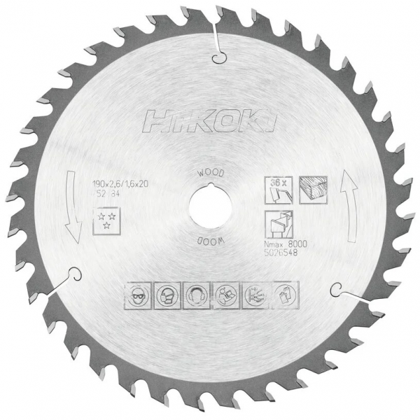 Disc circular pentru lemn 190x20 Z36 Hikoki