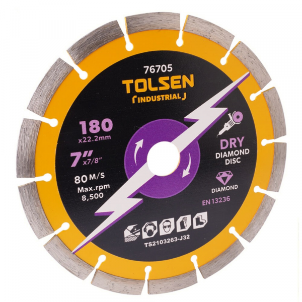 Диск aлмазный 230x22,.2мм cегмент Industrial Tolsen