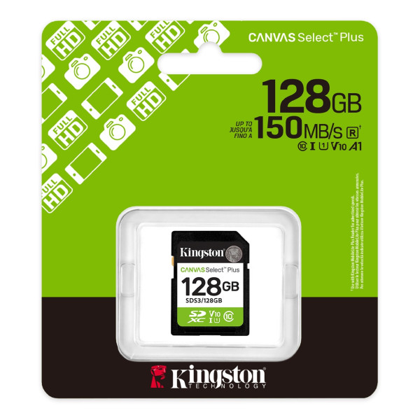 Card de memorie SD 128GB Kingston Canvas Select Plus, 150MB/s Card de memorie SD 128GB Kingston Canvas Select Plus, 150MB/s