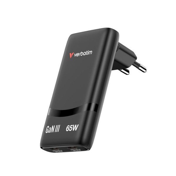 Зарядное устройство VERBATIM Fold 'n' Go GaN / 65W / 2 порта Зарядное устройство VERBATIM Fold 'n' Go GaN / 65W / 2 порта