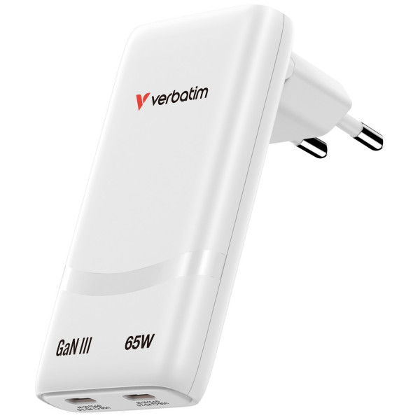 Incarcator VERBATIM Fold 'n' Go GaN / 65W / 2 x USB-C Incarcator VERBATIM Fold 'n' Go GaN / 65W / 2 x USB-C