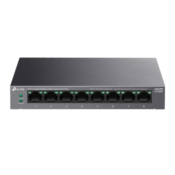 Коммутатор TP-LINK LS108GP / 8 port / Gigabit / RJ45 / PoE+/ steel case Коммутатор TP-LINK LS108GP / 8 port / Gigabit / RJ45 / PoE+/ steel case