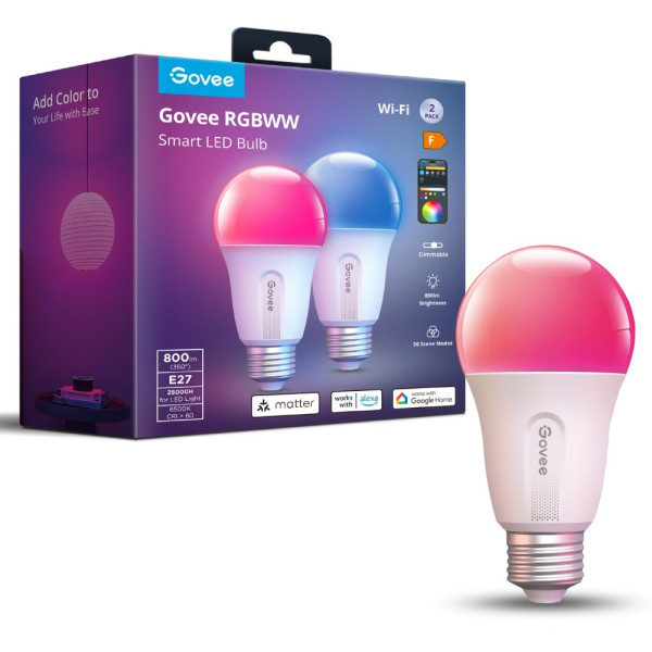 Умная светодиодная лампа GOVEE RGBWW (2 Pack) E27 Умная светодиодная лампа GOVEE RGBWW (2 Pack) E27