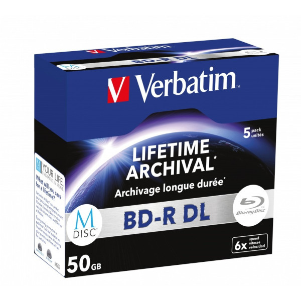 Verbatim M-Disk BD-R DL Lifetime Archival 50GB 6X, Matt Silver Verbatim M-Disk BD-R DL Lifetime Archival 50GB 6X, Matt Silver