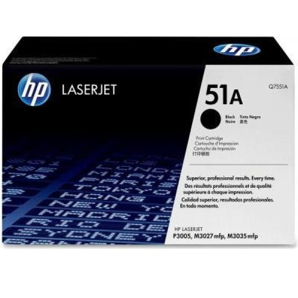 HP 51A (Q7551A) Black Cartridge for HP LaserJet P3005 Series, M3035, M3027, 6500 p. HP 51A (Q7551A) Black Cartridge for HP LaserJet P3005 Series, M3035, M3027, 6500 p.