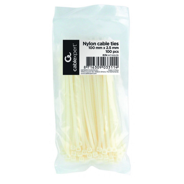 Cable Organizers Nylon ties NYT-100, 100mm -2.5mm width, bag of 100 pcs Cable Organizers Nylon ties NYT-100, 100mm -2.5mm width, bag of 100 pcs
