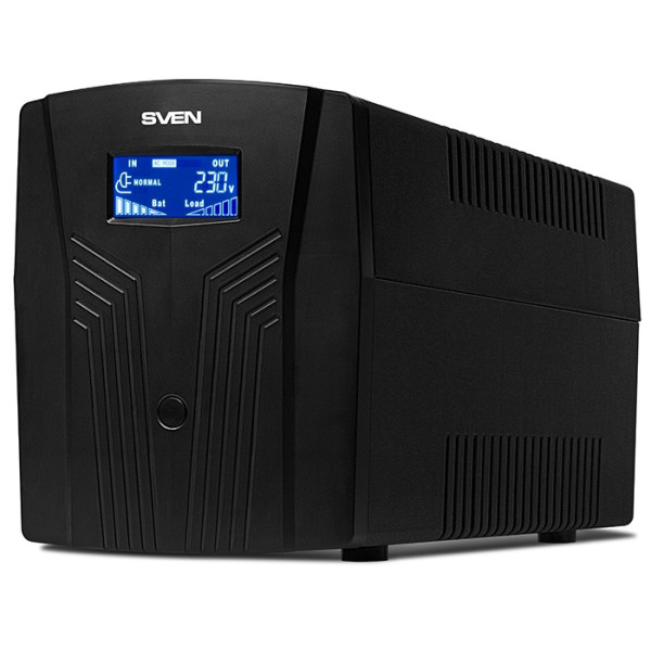 SVEN Pro 1500 (LCD,USB), Line-interactive UPS with AVR, 1500VA /900W, Multifunction LCD display, 3x Schuko outlets, 2x9AH, AVR: 175-280V, USB, RJ-11, Cable 1.1m SVEN Pro 1500 (LCD,USB), Line-interactive UPS with AVR, 1500VA /900W, Multifunction LCD display, 3x Schuko outlets, 2x9AH, AVR: 175-280V, USB, RJ-11, Cable 1.1m