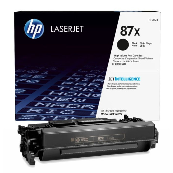 HP 87X (CF287X) High Yield Black LaserJet Toner Cartridge, for HP M506dn, M506x, M527dn, M527f, M527c; M501dn, M501n,18000 p. HP 87X (CF287X) High Yield Black LaserJet Toner Cartridge, for HP M506dn, M506x, M527dn, M527f, M527c; M501dn, M501n,18000 p.