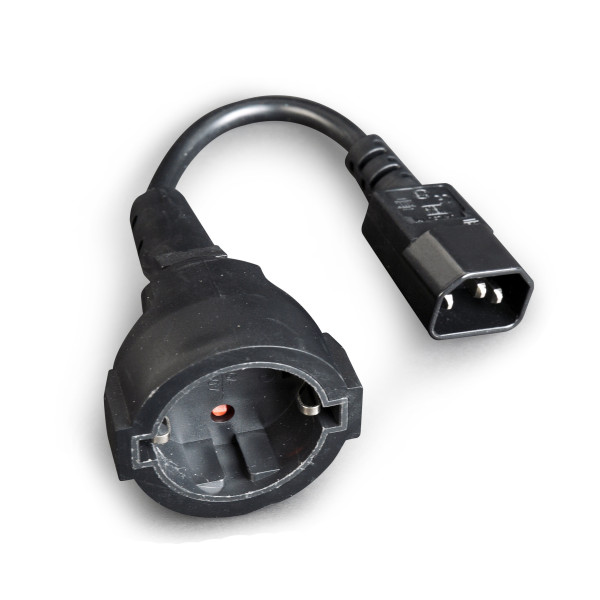 Power adapter cord PC-SFC14M-01, C14 input and Schuko output, for UPS or PDU Power adapter cord PC-SFC14M-01, C14 input and Schuko output, for UPS or PDU