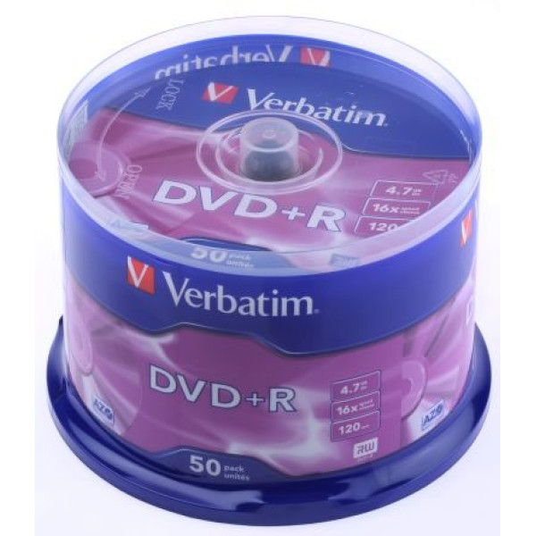Verbatim DataLifePlus DVD+R AZO 4.7GB 16X MATT SILVER SURFAC - Spindle 50pcs. Verbatim DataLifePlus DVD+R AZO 4.7GB 16X MATT SILVER SURFAC - Spindle 50pcs.