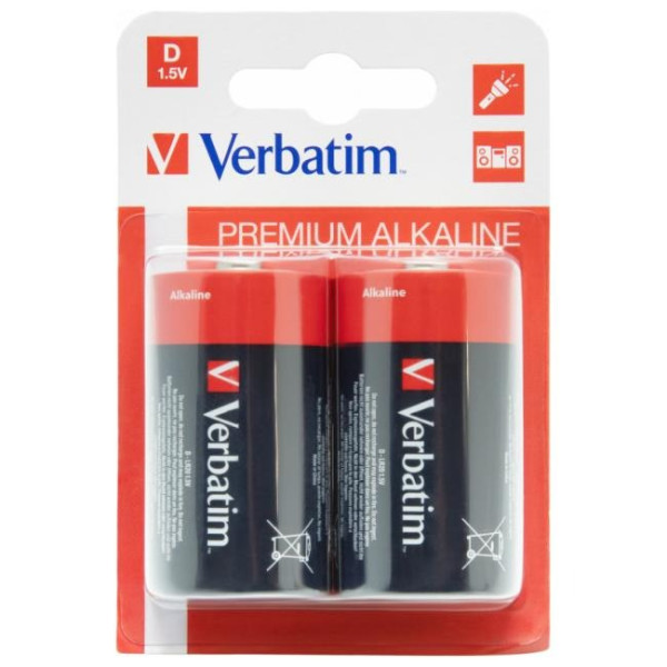 Verbatim Alcaline Battery D, 2pcs, Blister pack Verbatim Alcaline Battery D, 2pcs, Blister pack