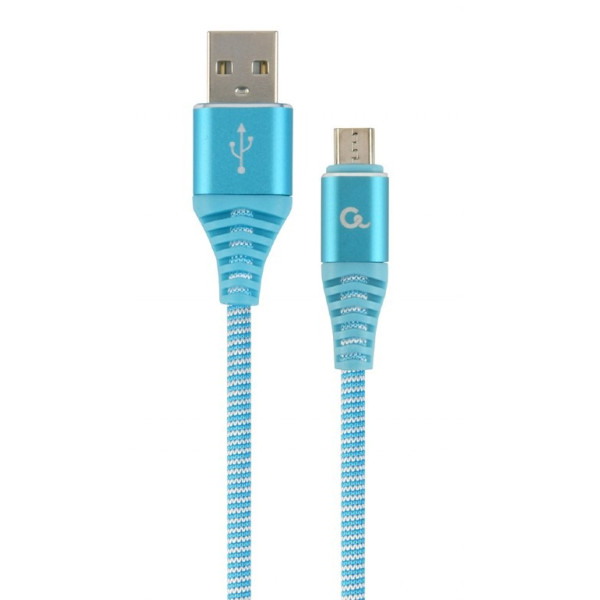 Cable USB2.0/Micro-USB Premium cotton braided - 2m - Cablexpert CC-USB2B-AMmBM-2M-VW, Blue/White, USB 2.0 A-plug to Micro-USB plug, blister Cable USB2.0/Micro-USB Premium cotton braided - 2m - Cablexpert CC-USB2B-AMmBM-2M-VW, Blue/White, USB 2.0 A-plug to Micro-USB plug, blister