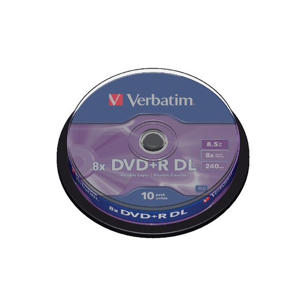 Verbatim DataLifePlus DVD+R AZO DOUBLE LAYER 8.5GB 8X MATT SILVER SURFACE - Spindle 10pcs. Verbatim DataLifePlus DVD+R AZO DOUBLE LAYER 8.5GB 8X MATT SILVER SURFACE - Spindle 10pcs.