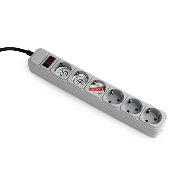 Gembird Surge Protector SPG6-B-6C, 6 Sockets, 1.8m, up to 250V AC, 16 A, safety class IP20, Grey Gembird Surge Protector SPG6-B-6C, 6 Sockets, 1.8m, up to 250V AC, 16 A, safety class IP20, Grey