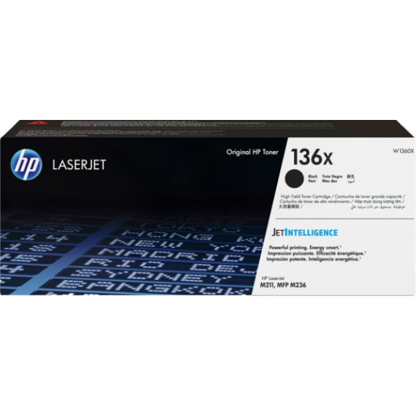 HP 136X (W1360X) Black Cartridge for HP LJ 211, M212, M236, 2600 p. HP 136X (W1360X) Black Cartridge for HP LJ 211, M212, M236, 2600 p.