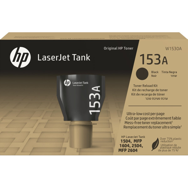 HP 153A (W1530A) Black Original LaserJet Tank Toner Reload Ki for LaserJet Tank 1502w, 2502dw, 1602w, 2602dn, 2602sdn, 2602sdw, 2500 p. HP 153A (W1530A) Black Original LaserJet Tank Toner Reload Ki for LaserJet Tank 1502w, 2502dw, 1602w, 2602dn, 2602sdn, 2602sdw, 2500 p.