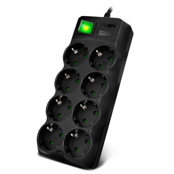 Surge Protector SVEN SF-08E / 8 Sockets / 5,0m / Black Surge Protector SVEN SF-08E / 8 Sockets / 5,0m / Black