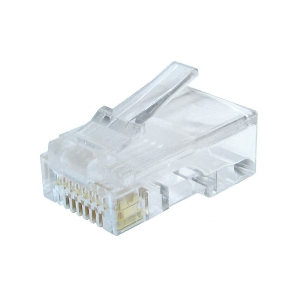RJ45 Modular Plug LC-8P8C-002/100, Modular plug 8P8C for solid CAT6 LAN cable, 30u” gold plated, 100 pcs/bag RJ45 Modular Plug LC-8P8C-002/100, Modular plug 8P8C for solid CAT6 LAN cable, 30u” gold plated, 100 pcs/bag