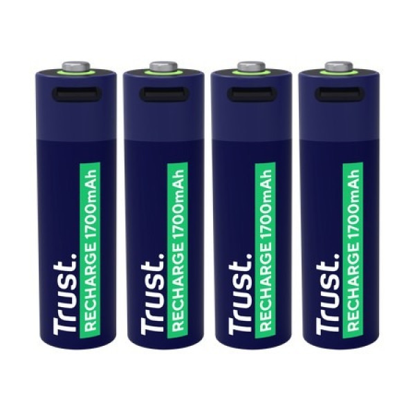 Trust Аккумуляторная батарея USB-C AA/ 1700 mAh/ up to 800 charge cycles/ 4 Pack Trust Аккумуляторная батарея USB-C AA/ 1700 mAh/ up to 800 charge cycles/ 4 Pack