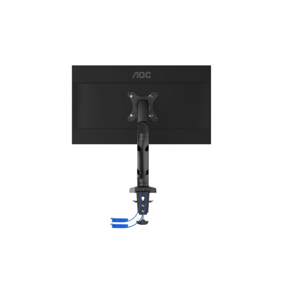 Подставка для монитора 13”-31.5” AOC AS110DX с встроенным USB хабом, Черная, Клемма/Борт стола, Алюминиевая конструкция