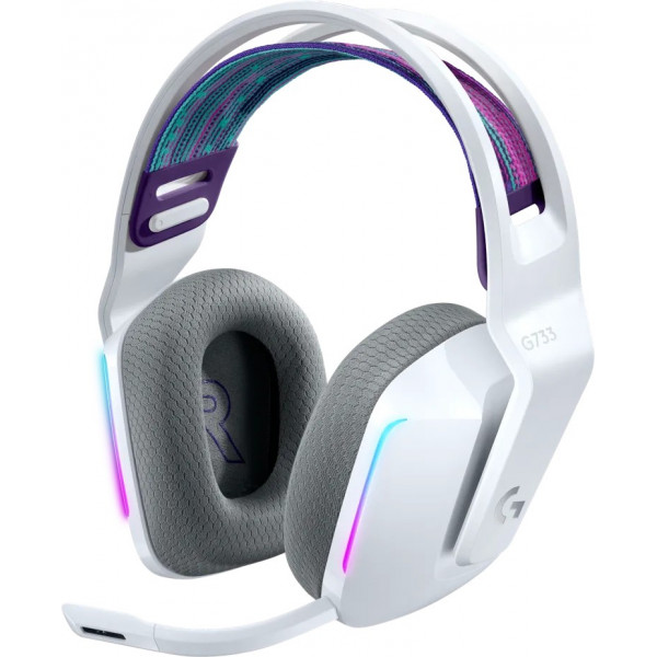 Casti Gaming Logitech G733 LIGHTSPEED Wireless RGB, PRO-G 40mm, Alb