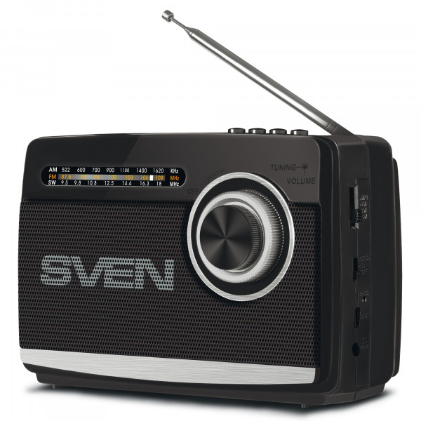 Radio SVEN SRP-155 Black, Bluetooth, FM/AM/SW, 3W RMS