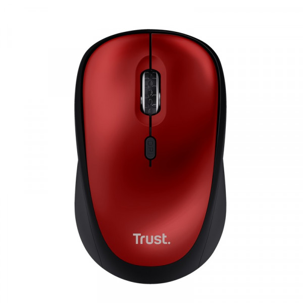 Mouse wireless silențios Trust Yvi + Eco - Roșu, 8m 2.4GHz, receptor mic, 800-1600 dpi, 4 butoane, baterie AA, USB Mouse wireless silențios Trust Yvi + Eco - Roșu, 8m 2.4GHz, receptor mic, 800-1600 dpi, 4 butoane, baterie AA, USB