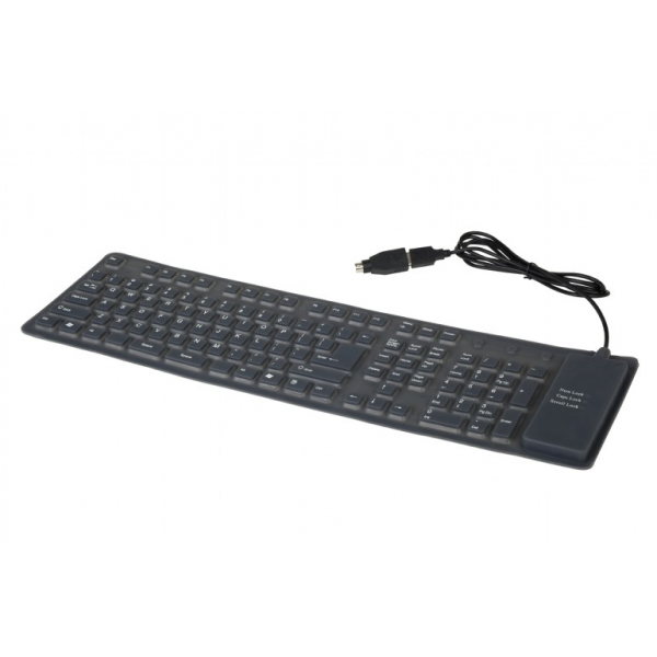Gembird KB-109F-B, Flexible keyboard, USB, OTG adapter, black color, US layout Gembird KB-109F-B, Flexible keyboard, USB, OTG adapter, black color, US layout